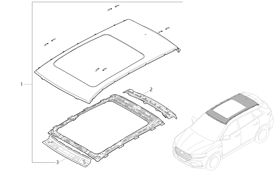 5701000-E0020-A010000>Top cover assembly (panoramic sunroof) (electrophoresis)