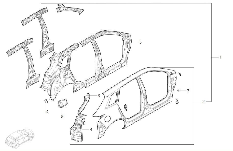 5402000-E0020-A039000>Right side panel assembly (electric tailgate) (electrophoresis)>5MT, 6MT, 6AT
