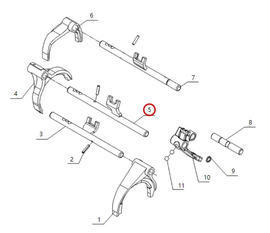 1703530-E2000-A000000>3rd/4th gear shift rail sub assembly>5MT