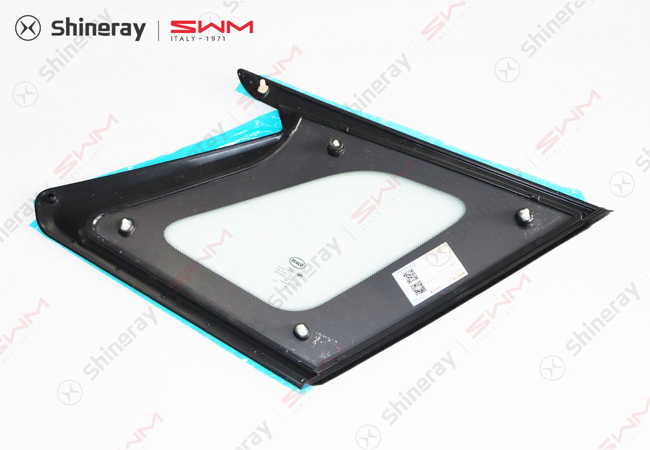 5403100-E0010-A000000>Left rear side panel window glass assembly - green glass