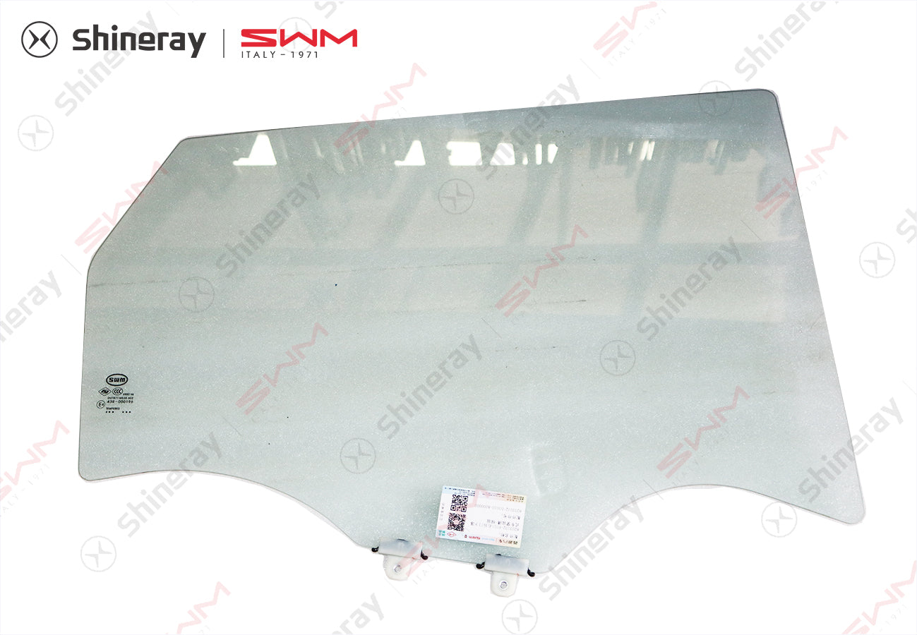 6203102-E0010-A000000>Right rear door falling window glass - green glass